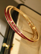 Load image into Gallery viewer, LUOWEND 18K Yellow Gold Natural Ruby Bangle for Women
