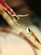 Load image into Gallery viewer, LUOWEND 18K Yellow Gold Natural Ruby Bangle for Women
