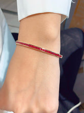 Load image into Gallery viewer, LUOWEND 18K Yellow Gold Natural Ruby Bangle for Women
