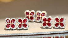 Load image into Gallery viewer, LUOWEND 18K White Gold Natural Ruby Earrings for Women
