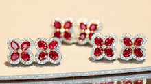 Load image into Gallery viewer, LUOWEND 18K White Gold Natural Ruby Earrings for Women

