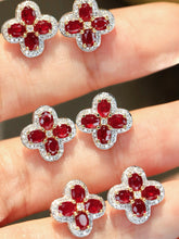Load image into Gallery viewer, LUOWEND 18K White Gold Natural Ruby Earrings for Women
