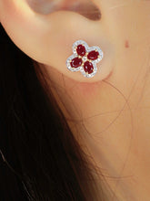 Load image into Gallery viewer, LUOWEND 18K White Gold Natural Ruby Earrings for Women
