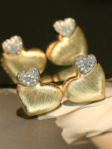 LUOWEND 18K Yellow Gold Natural Diamond Earrings for Women