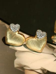 LUOWEND 18K Yellow Gold Natural Diamond Earrings for Women