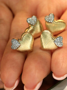 LUOWEND 18K Yellow Gold Natural Diamond Earrings for Women