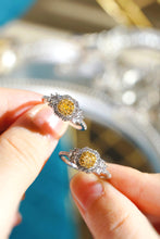Load image into Gallery viewer, LUOWEND 18K White Gold Natural Yellow Diamond Ring for Women
