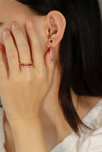 Load image into Gallery viewer, LUOWEND 18K Yellow Gold Real Natural Ruby and Diamond Gemstone Earrings for Women
