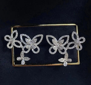 LUOWEND 18K White Gold Natural Diamond Stud Earrings for Women