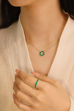 Load image into Gallery viewer, LUOWEND 18K White Gold Real Natural Emerald Necklace for Women
