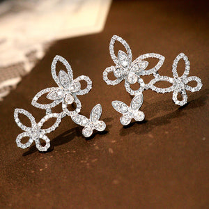 LUOWEND 18K White Gold Natural Diamond Stud Earrings for Women