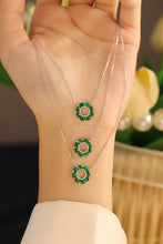 Load image into Gallery viewer, LUOWEND 18K White Gold Real Natural Emerald Necklace for Women
