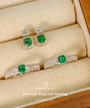 Load image into Gallery viewer, LUOWEND 18K White and Yellow Gold Real Natural Emerald Earrings for Women
