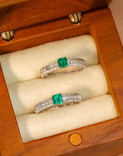 Load image into Gallery viewer, LUOWEND 18K White and Yellow Gold Real Natural Emerald Earrings for Women
