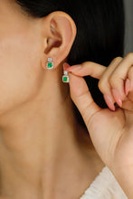 Load image into Gallery viewer, LUOWEND 18K White and Yellow Gold Real Natural Emerald Earrings for Women
