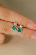 Load image into Gallery viewer, LUOWEND 18K White and Yellow Gold Real Natural Emerald Earrings for Women
