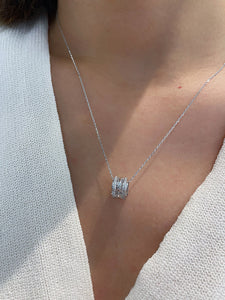 LUOWEND 18K White Gold Natural Diamond Pendant Necklace for Women