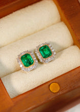 Load image into Gallery viewer, LUOWEND 18K White and Yellow Gold Real Natural Emerald and Diamond Gemstone Ring for Women
