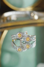 Load image into Gallery viewer, LUOWEND 18K White Gold Natural Yellow Diamond Ring for Women
