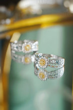 Load image into Gallery viewer, LUOWEND 18K White Gold Natural Yellow Diamond Ring for Women
