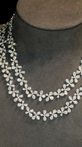 LUOWEND 18K White Gold Natural Diamond Necklace for Women