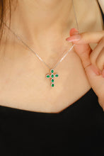 Load image into Gallery viewer, LUOWEND 18K White Gold Real Natural Diamond&amp;Emerald Necklace for Women
