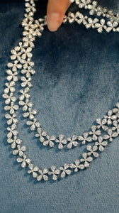 LUOWEND 18K White Gold Natural Diamond Necklace for Women