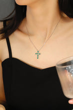 Load image into Gallery viewer, LUOWEND 18K White Gold Real Natural Diamond&amp;Emerald Necklace for Women
