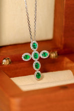 Load image into Gallery viewer, LUOWEND 18K White Gold Real Natural Diamond&amp;Emerald Necklace for Women
