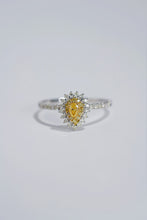 Load image into Gallery viewer, LUOWEND 18K White Gold Natural Yellow Diamond Ring for Women
