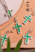 Load image into Gallery viewer, LUOWEND 18K White Gold Real Natural Diamond&amp;Emerald Necklace for Women
