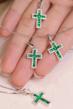 Load image into Gallery viewer, LUOWEND 18K White Gold Real Natural Diamond&amp;Emerald Necklace for Women
