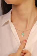 Load image into Gallery viewer, LUOWEND 18K White Gold Real Natural Diamond&amp;Emerald Necklace for Women

