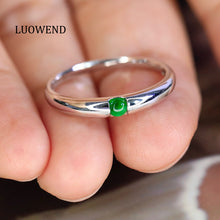 Load image into Gallery viewer, LUOWEND 18K White Gold Natural Jade Ring for Women
