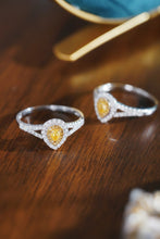 Load image into Gallery viewer, LUOWEND 18K White Gold Natural Yellow Diamond Ring for Women
