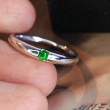 Load image into Gallery viewer, LUOWEND 18K White Gold Natural Jade Ring for Women
