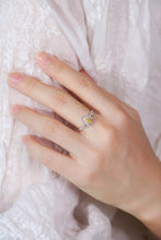 Load image into Gallery viewer, LUOWEND 18K White Gold Natural Yellow Diamond Ring for Women
