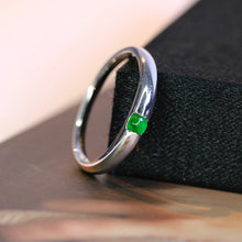 Load image into Gallery viewer, LUOWEND 18K White Gold Natural Jade Ring for Women
