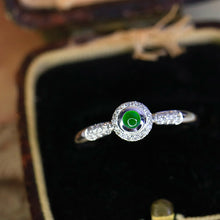 Load image into Gallery viewer, LUOWEND 18K White Gold Natural Jade Ring for Women
