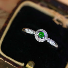 Load image into Gallery viewer, LUOWEND 18K White Gold Natural Jade Ring for Women
