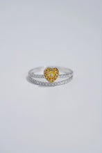 Load image into Gallery viewer, LUOWEND 18K White Gold Natural Yellow Diamond Ring for Women
