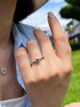 Load image into Gallery viewer, LUOWEND 18K White Gold Natural Jade Ring for Women
