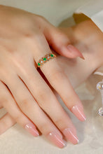 Load image into Gallery viewer, LUOWEND 18K Yellow Gold Real Natural Emerald Ring for Women
