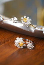 Load image into Gallery viewer, LUOWEND 18K White Gold Natural Yellow Diamond Ring for Women
