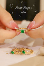 Load image into Gallery viewer, LUOWEND 18K Yellow Gold Real Natural Emerald Ring for Women
