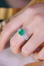 Load image into Gallery viewer, LUOWEND 18K White Gold Natural Diamond and Emerald Ring for Women
