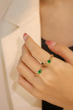 Load image into Gallery viewer, LUOWEND 18K Yellow Gold Real Natural Emerald Ring for Women
