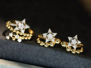 LUOWEND 18K Yellow Gold Natural Diamond Earrings for Women