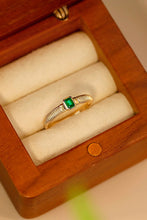 Load image into Gallery viewer, LUOWEND 18K Yellow Gold Real Natural Emerald Ring for Women
