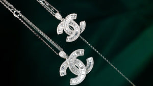 LUOWEND 18K White Gold Large Size Natural Diamond Necklace for Women